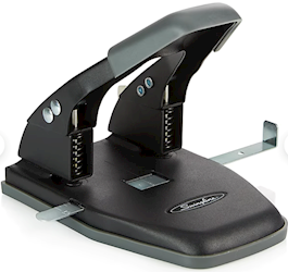 2-HOLE PUNCH, SWINGLINE COMFORT HANDLE, DESKTOP, 28 SHEET CAPACITY, BLACK/GREY LARGE